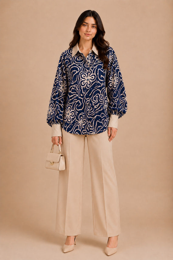 Navy Flora 2pc Set