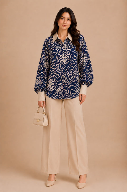Navy Flora Shirt