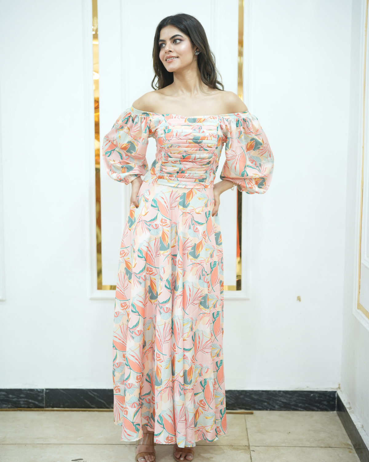 Peachy flora dress