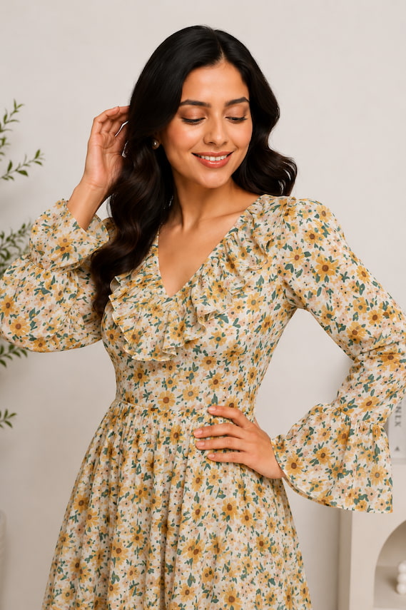 Sunflower Twirl Mini Dress