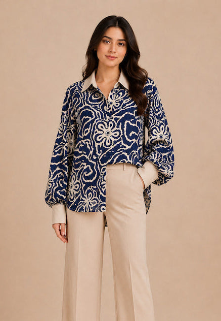 Navy Flora 2pc Set