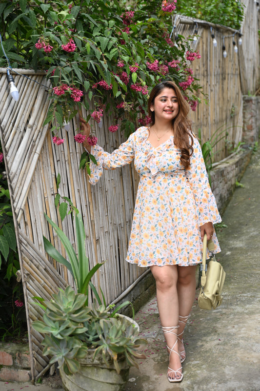 Sunflower Twirl Mini Dress