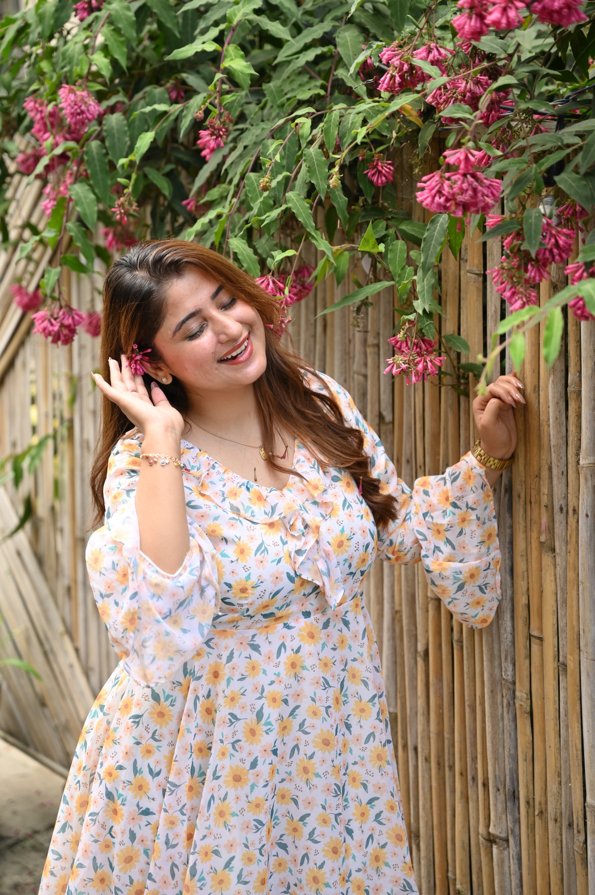 Sunflower Twirl Mini Dress