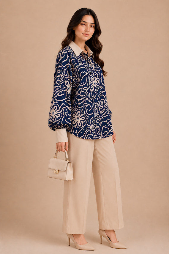 Navy Flora 2pc Set