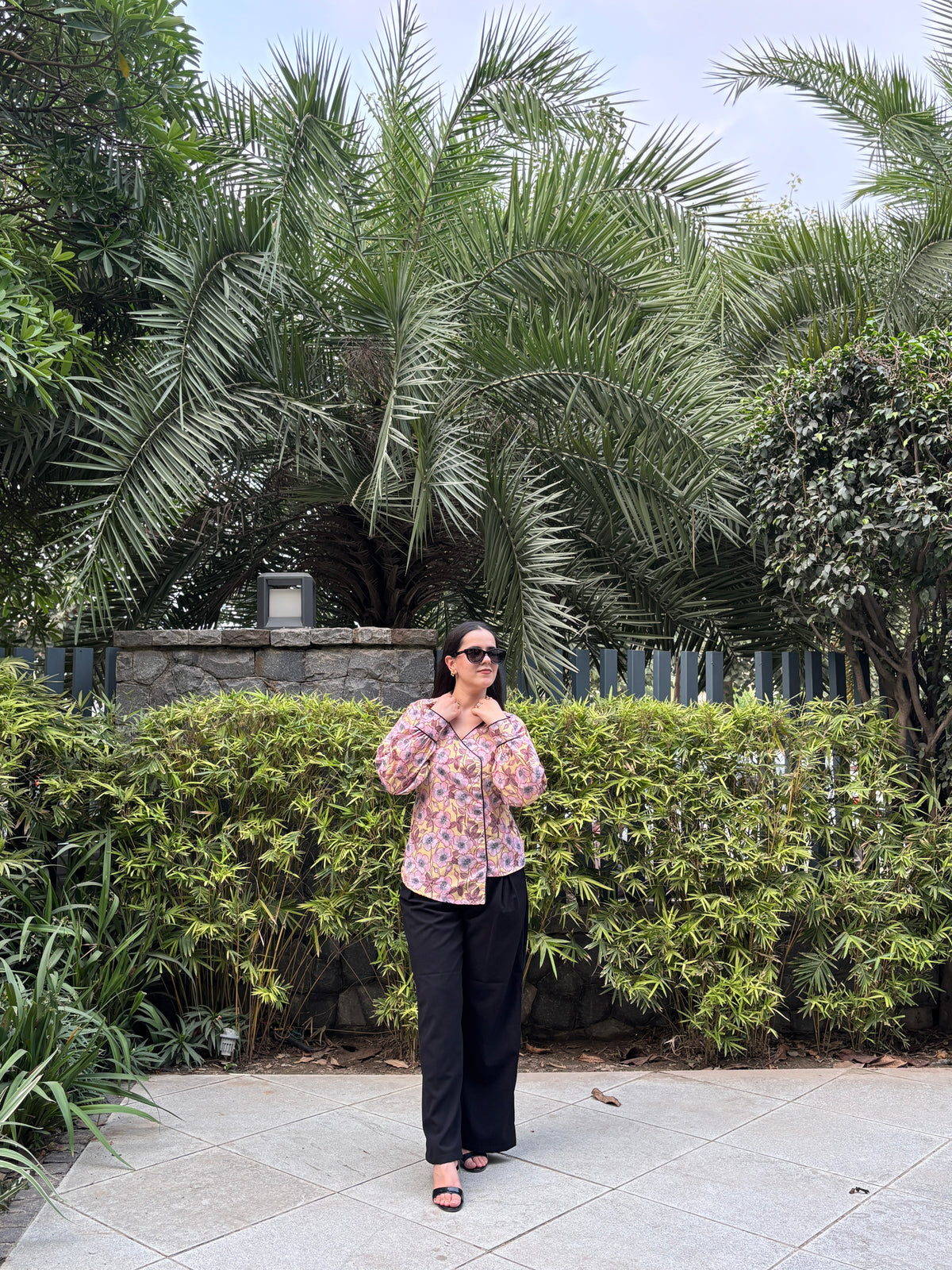 Lemon Floral Wrap Shirt