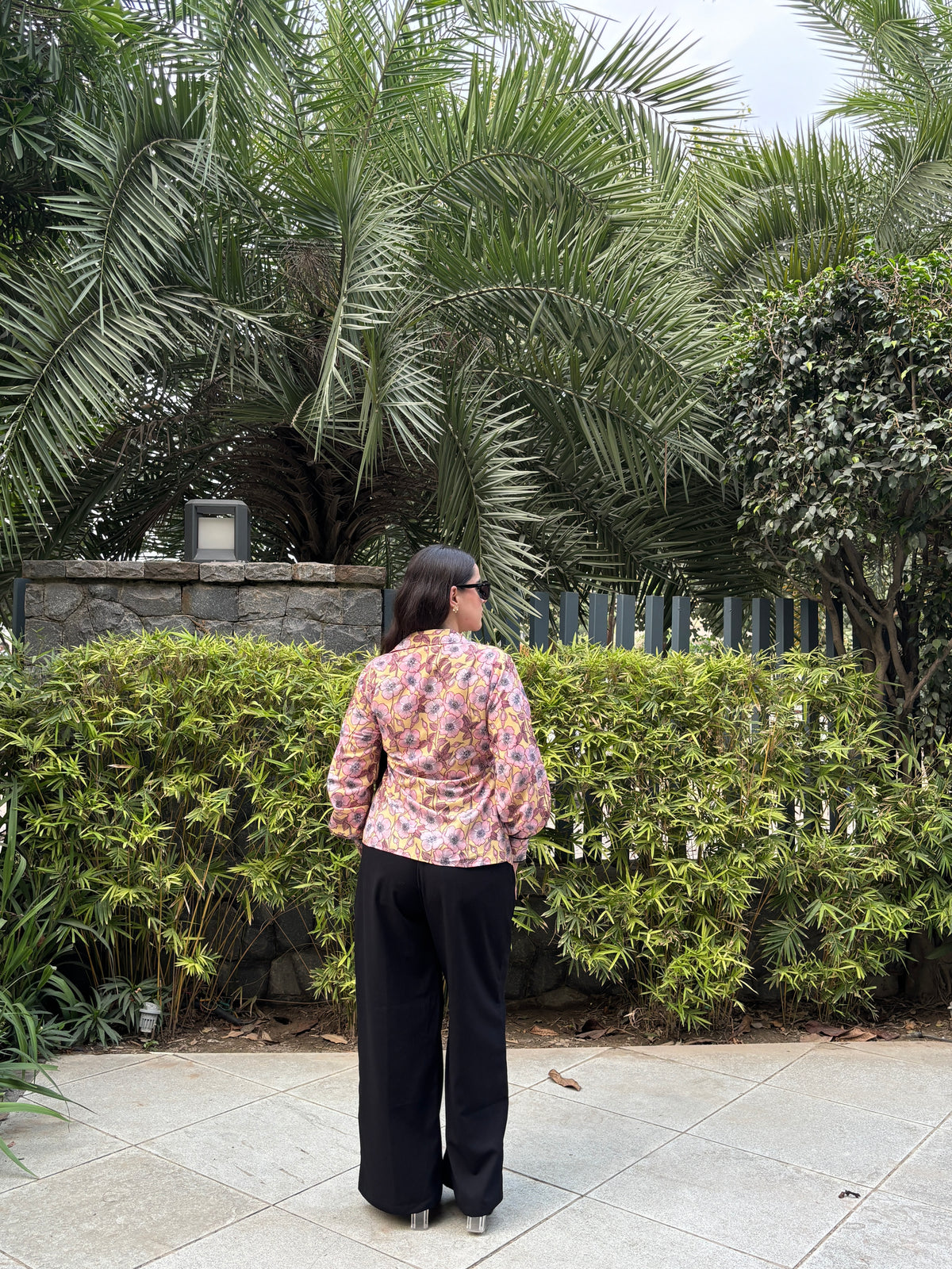Lemon Floral Wrap Shirt