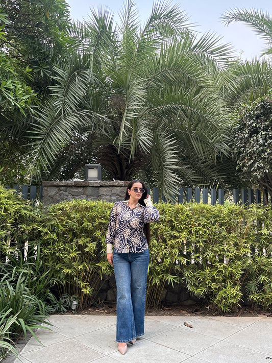Navy Flora Shirt