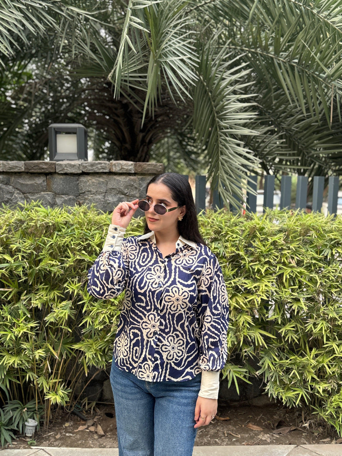 Navy Flora Shirt