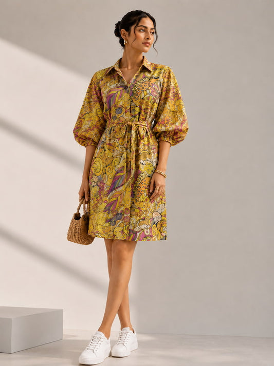 Mustard Melody Shirt Dress