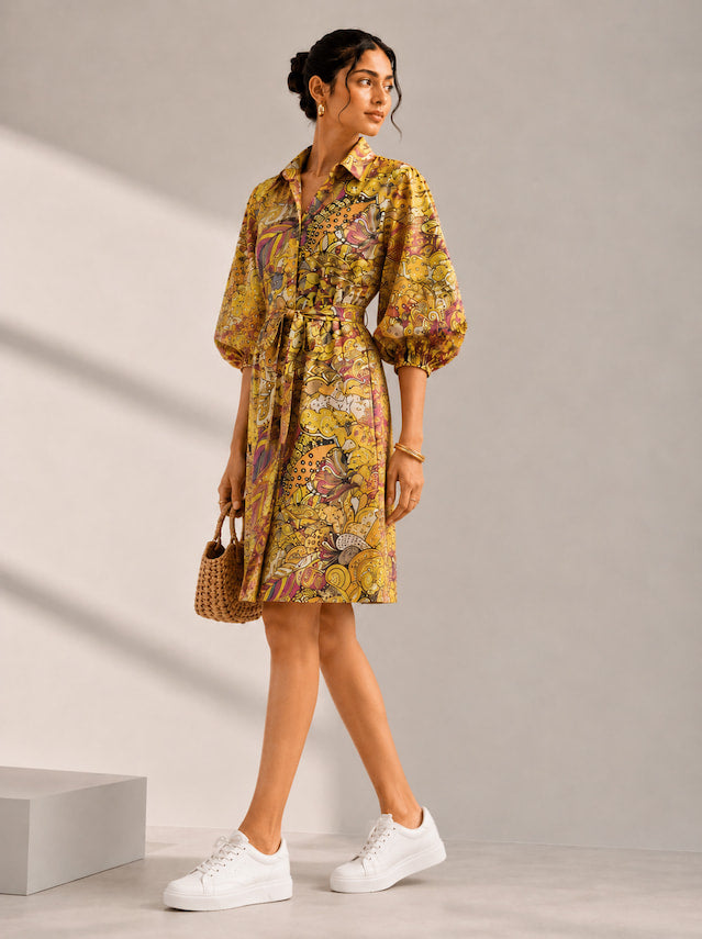Mustard Melody Shirt Dress