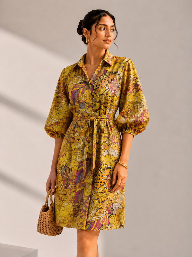 Mustard Melody Shirt Dress