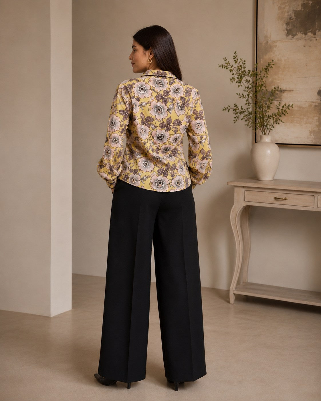 Lemon Floral Wrap Shirt