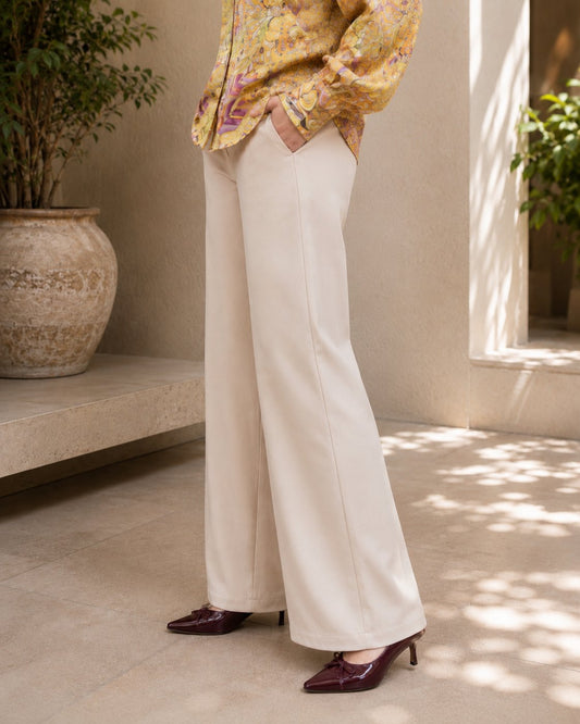 Beige Straight-Fit Bottom